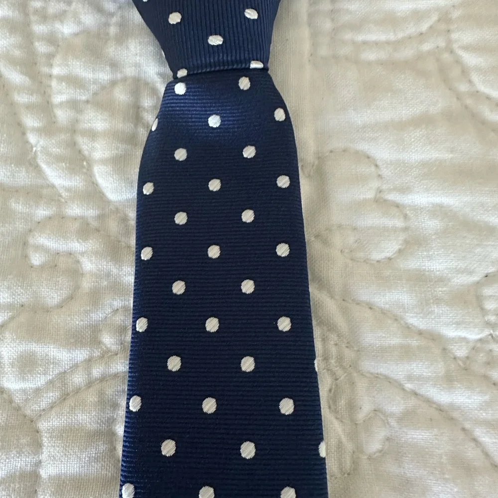 Boys Navy Blue Polka Dot Tie